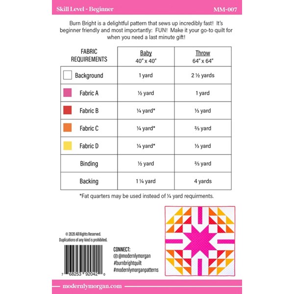Burn Bright Quilt Pattern | Modernly Morgan