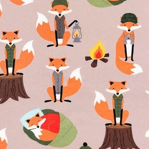 Camping Foxes FLANNEL in Nature