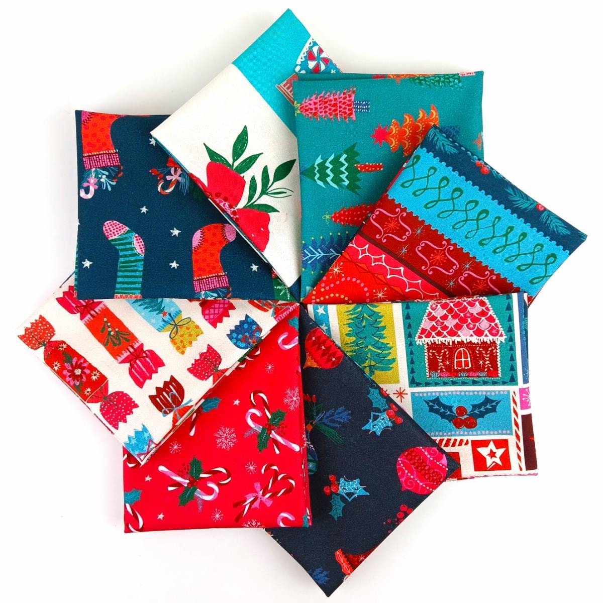 Candy Cane Christmas Fat Quarter Bundle | Helen Black | 8 FQs