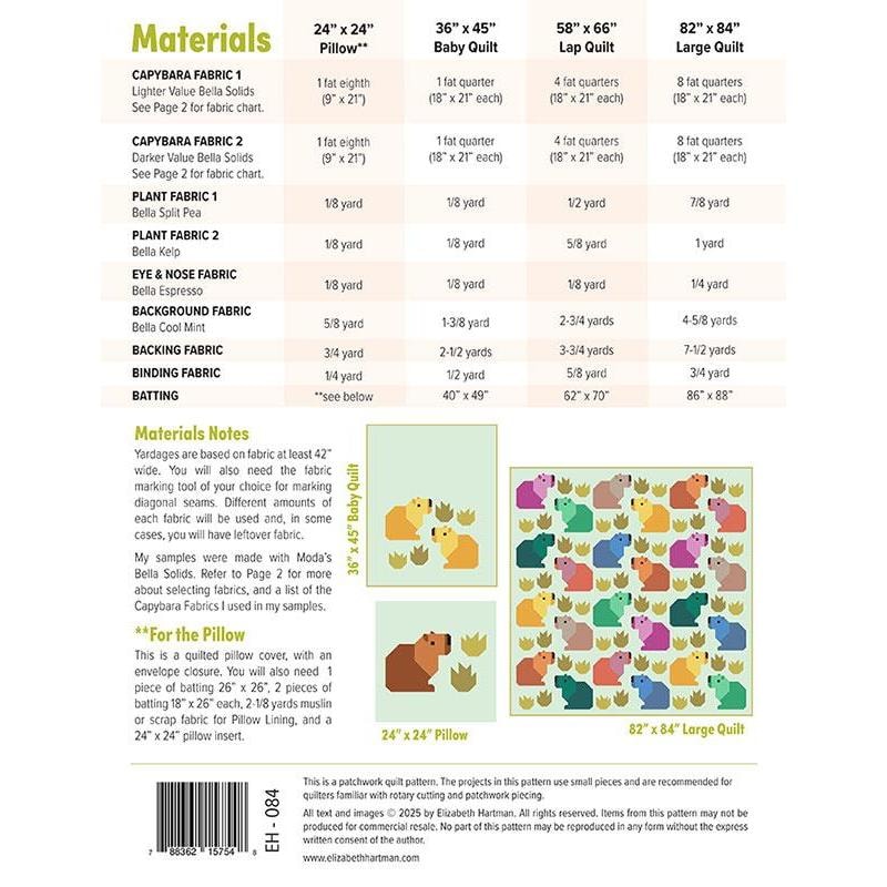 Capybara Club Quilt Pattern | Elizabeth Hartman