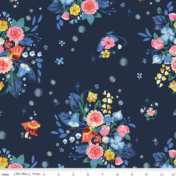 Caterpillar Floral - Navy