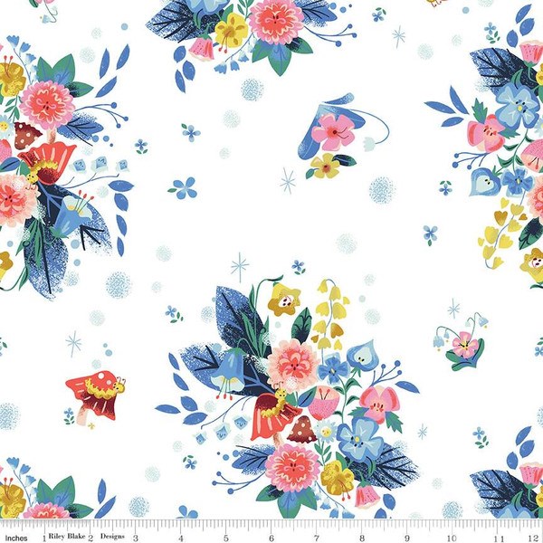 Caterpillar Floral - White