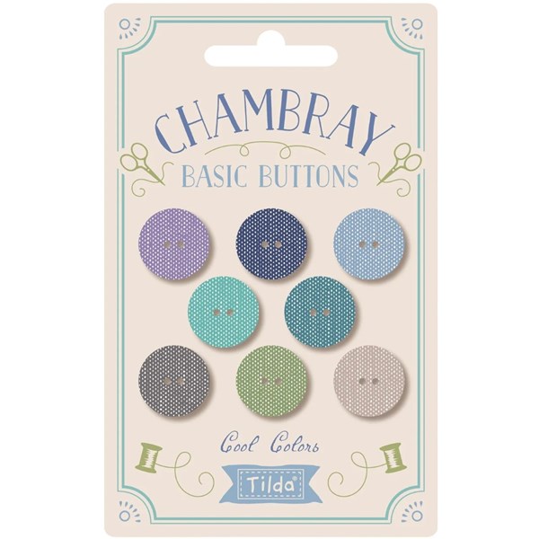 Chambray Basics Buttons | Tilda Fabrics - Cool Colors