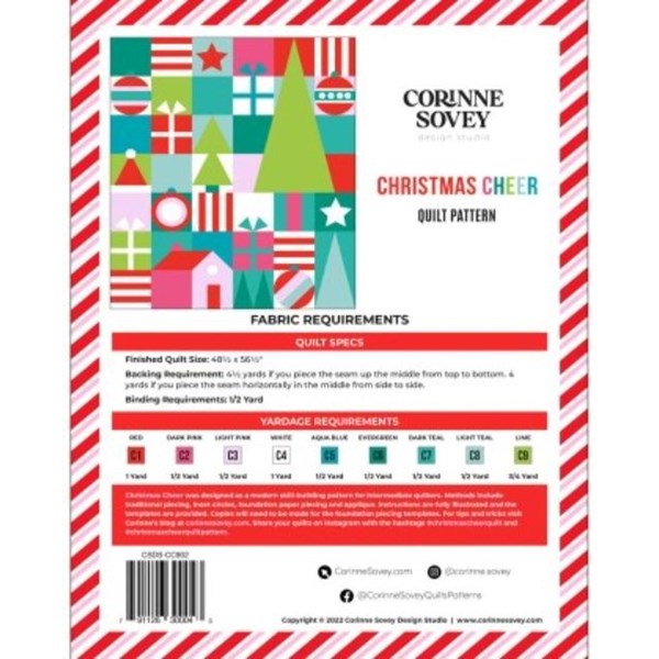 Christmas Cheer Quilt Pattern Corinne Sovey SKU CSDSCC902 Stash
