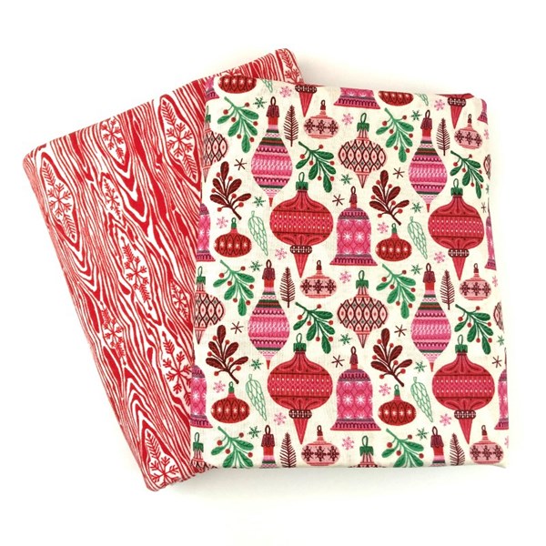 Whole Cloth Quilt Kit - Christmas Past - Vintage Baubles-Holly Berry