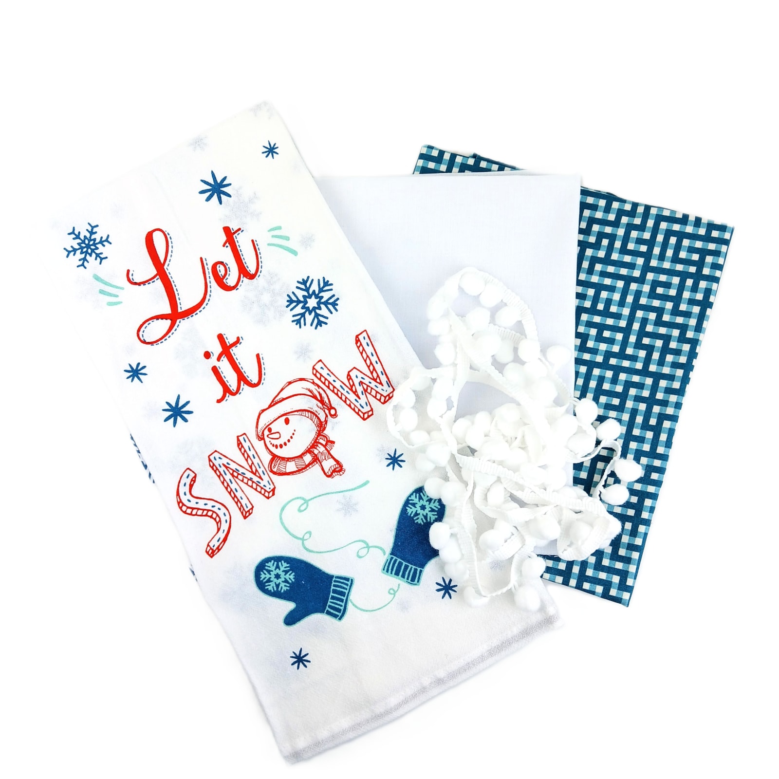 Christmas Tea Towel Pillow Kit - Let It Snow