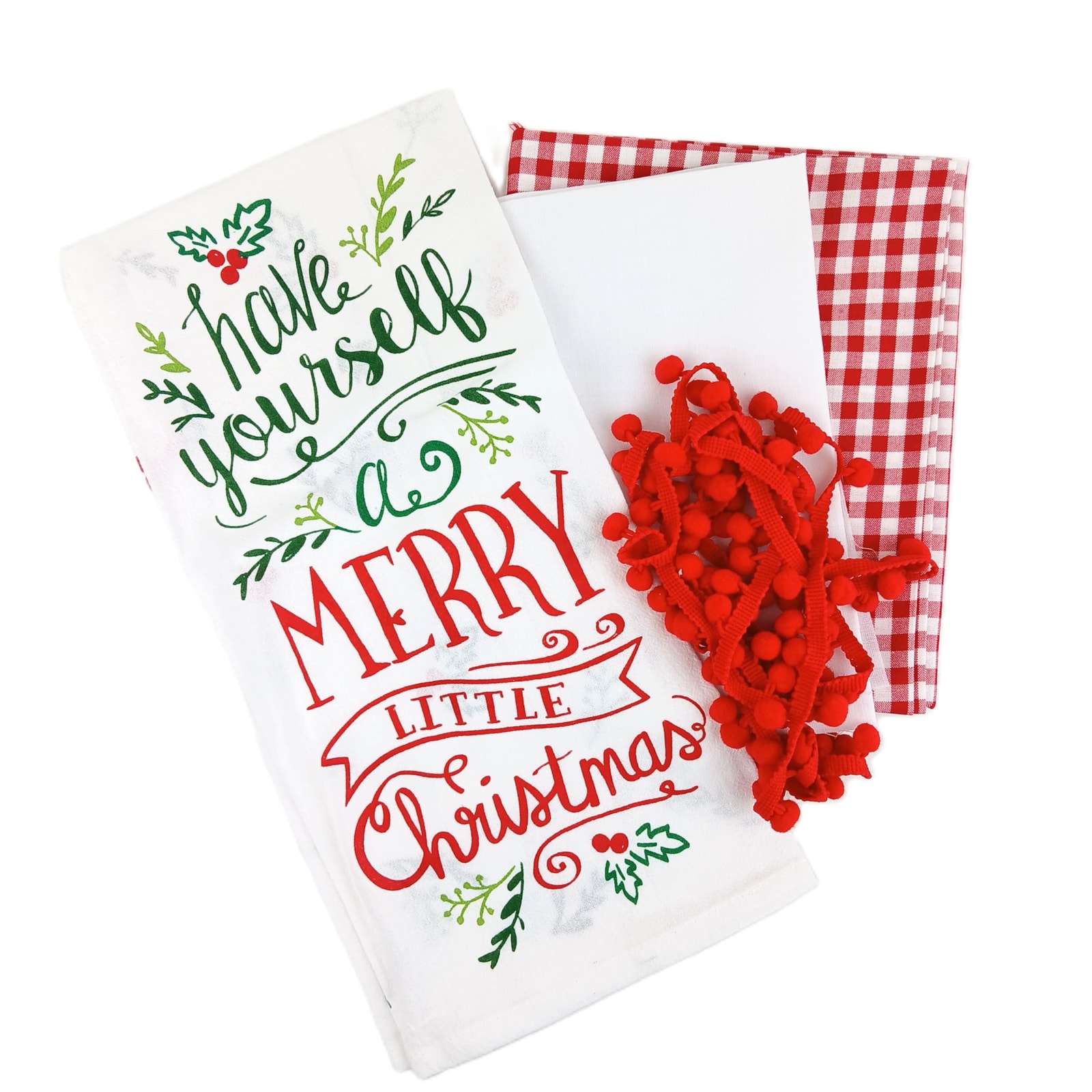 Christmas Tea Towel Pillow Kit - Have Yourself a Merry Little Christmas