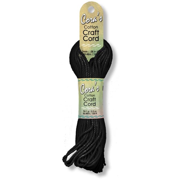 Cora's Cotton Craft Cord 2mm x 100ft - Black