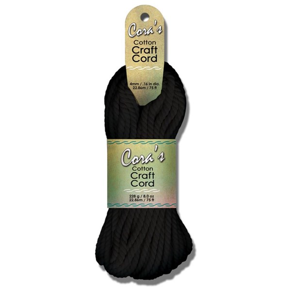 Cora's Cotton Craft Cord 4mm x 75ft - Black