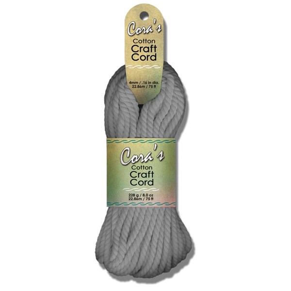 Cora's Cotton Craft Cord 4mm x 75ft Charcoal, SKU: CCC4 06