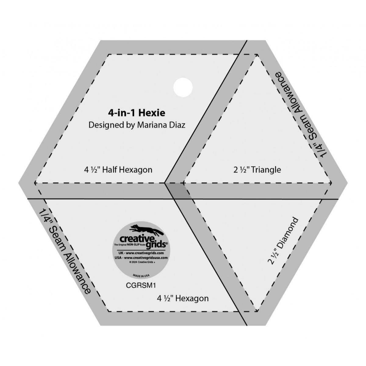 Creative Grids 4-in-1 Hexie Ruler