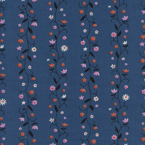 Daisy Vines in Denim UNBLEACHED COTTON