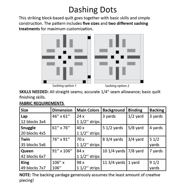 Dashing Dots Quilt Pattern by Hunter's Design Studio