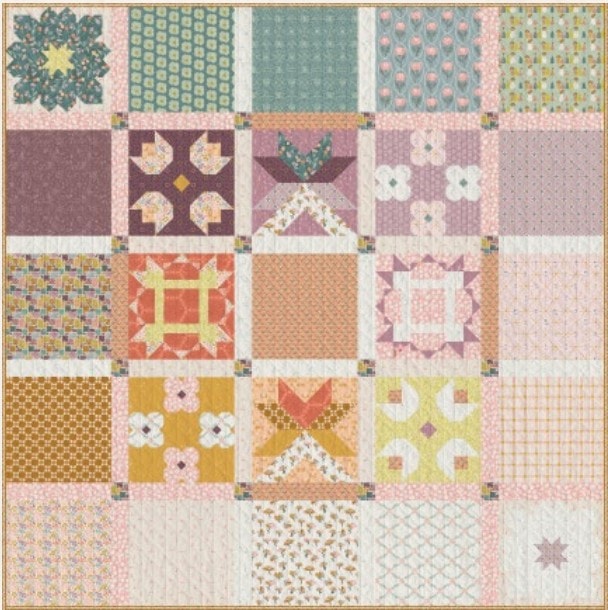Digitally Printed Quilt Top - Geo Bloom Sampler - 69"x69"