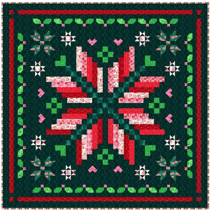 Digitally Printed Quilt Top - Winter Magic Green - 78"x78"