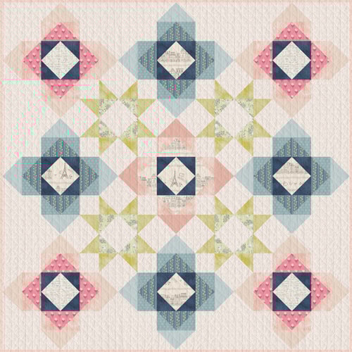 Digitally Printed Quilt Top - Bonjour Paris - 54"x54"
