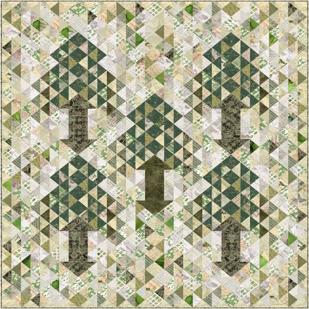 Digitally Printed Quilt Top - Dappled Pines - 72"x72" (2 pcs 36"x72")