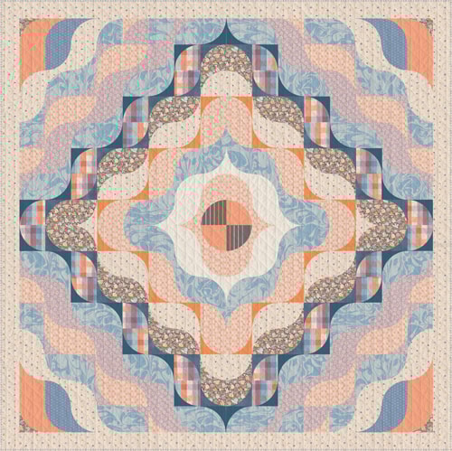 Digitally Printed Quilt Top - Radiant Waves - 56"x58"