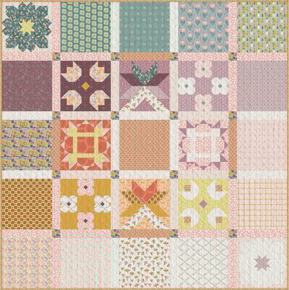 Digitally Printed Quilt Top - GeoBloom Sampler - 68"x68"