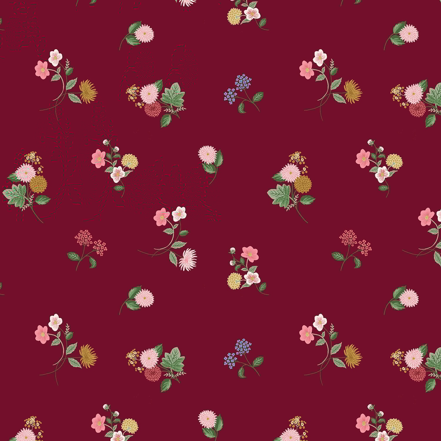 Ditsy Dahlia - Burgundy RAYON