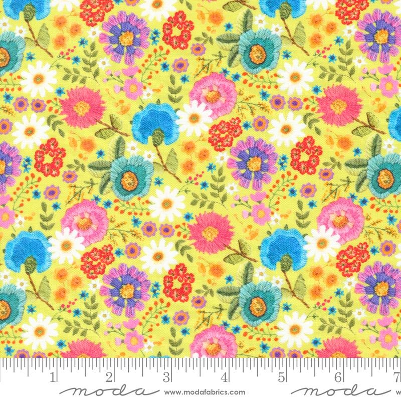 Ditsy Floral Crewel - Chartreuse