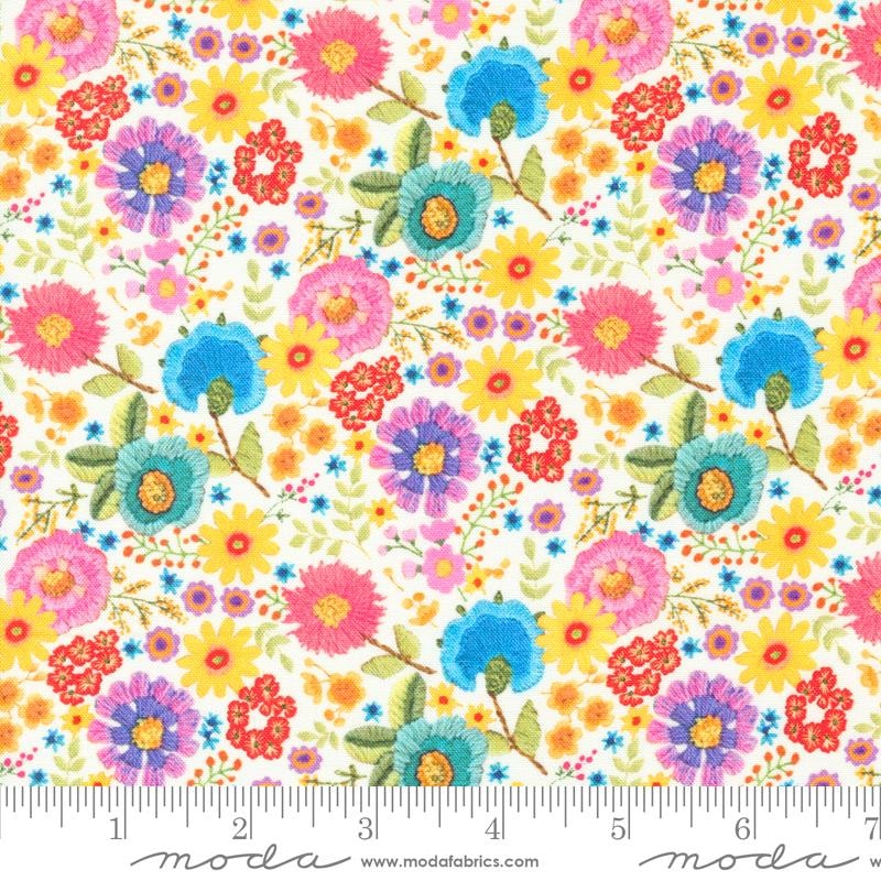 Ditsy Floral Crewel - Rainbow