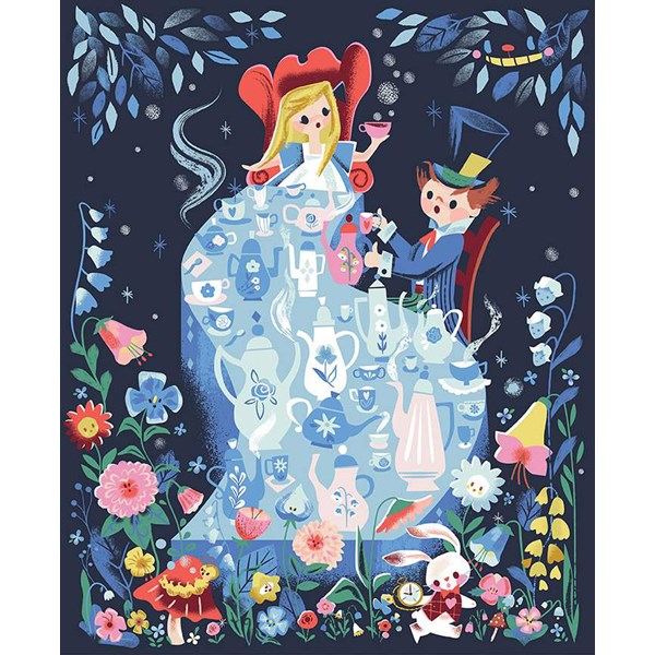 Alice's Party | Down the Rabbit Hole | 36" x 43.5" PANEL - Navy