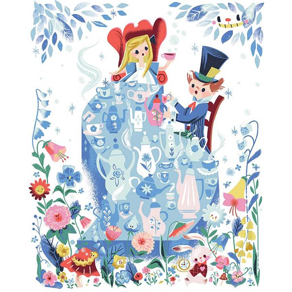 Alice's Party | Down the Rabbit Hole | 36" x 43.5" PANEL - White