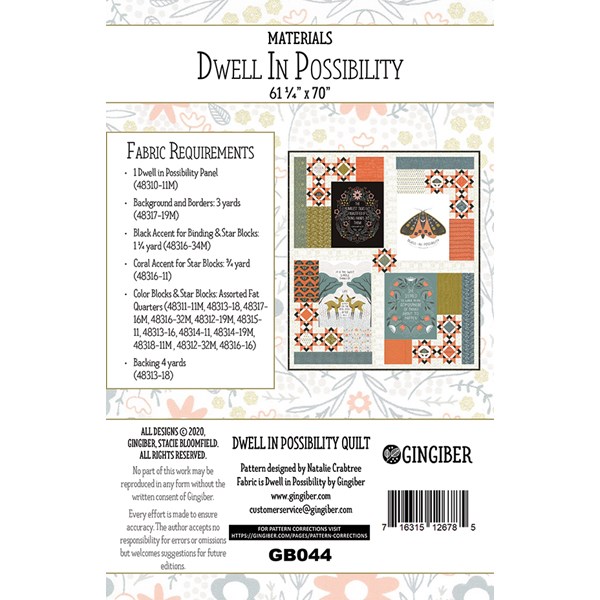 Dwell in Possibility Quilt Pattern by Gingiber