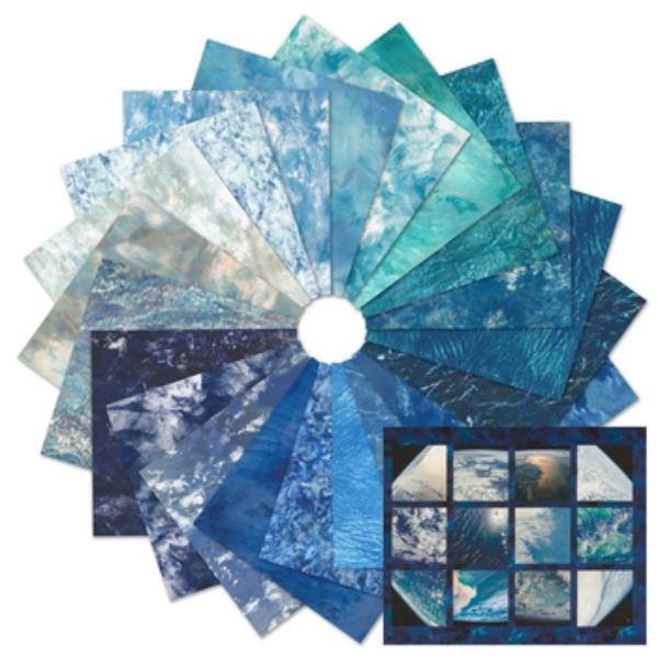 Earth Views Oceans Fat Quarter Bundle | Karen Nyberg | 20 FQs + 1 Panel
