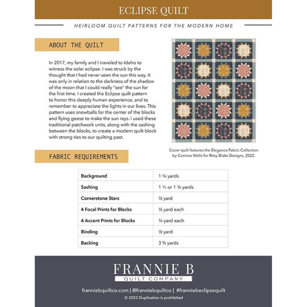 Eclipse Quilt Pattern | Frannie B Quilt Company