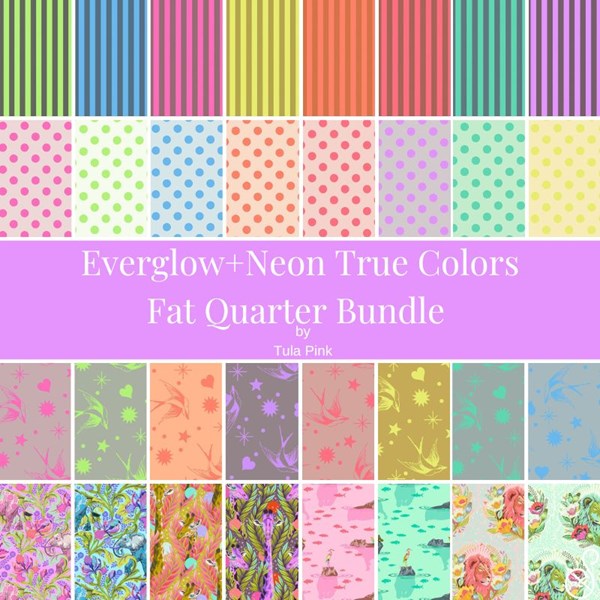 Everglow + Neon True Colors Fat Quarter Bundle | Tula Pink | 32 FQs