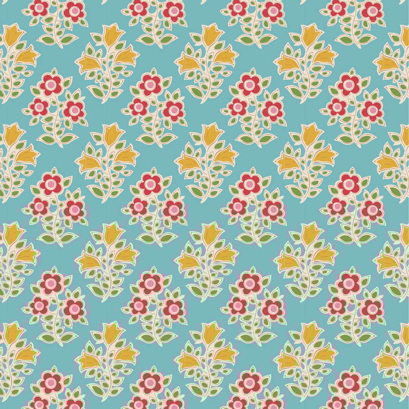 Farm Flowers - Teal