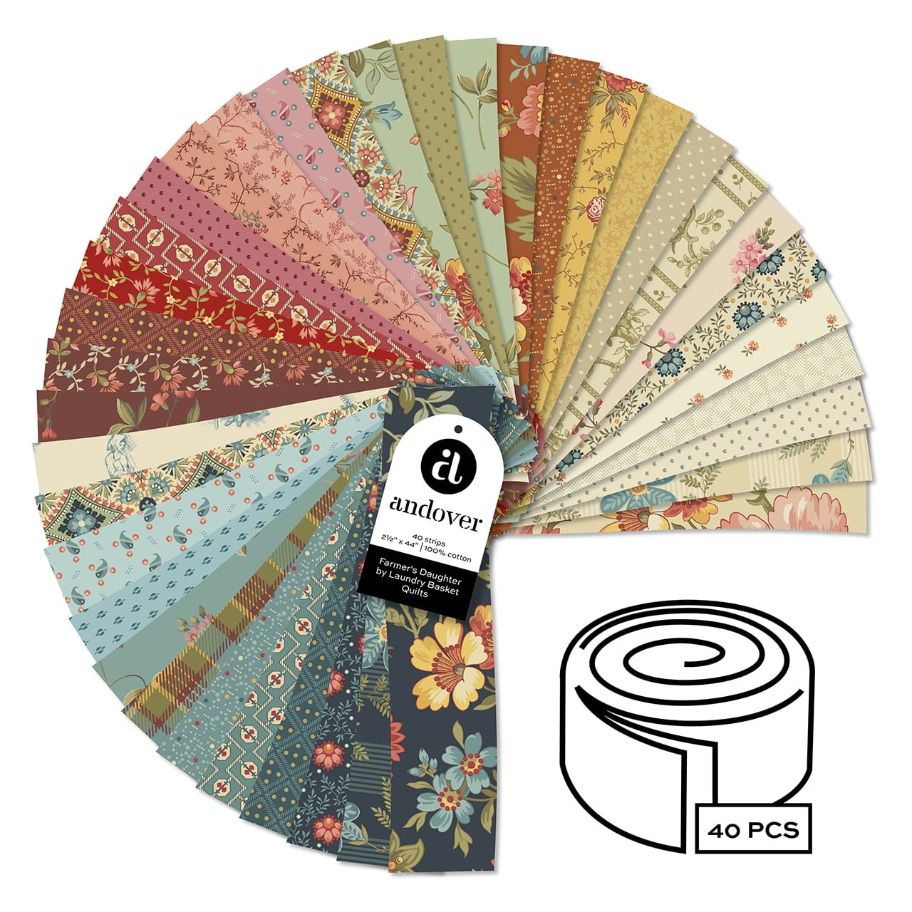 Farmer's Daughter Jelly Roll | Laundry Basket Quilts | 40 PCs