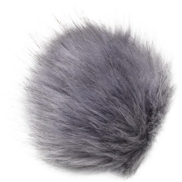Faux Fur Pom With Loop - Grey