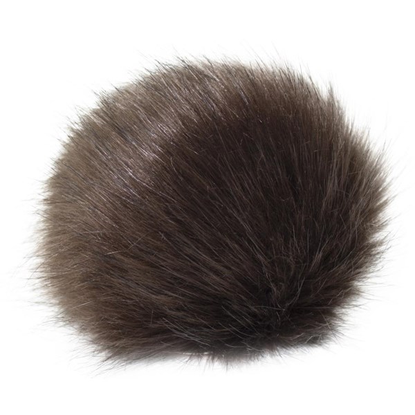 Faux Fur Pom With Loop - Brown
