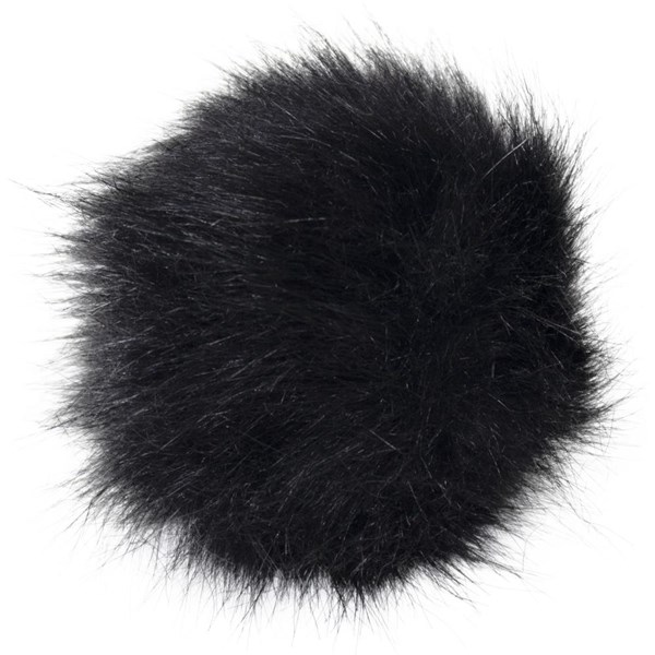 Faux Fur Pom With Loop - Black