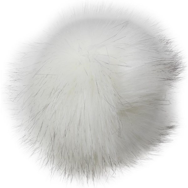 Faux Fur Pom With Loop - White