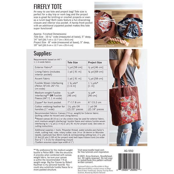 Firefly Tote Pattern | Noodlehead