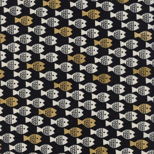 Fish Friends Metallic UNBLEACHED COTTON