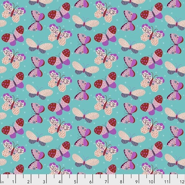 Flitting Friends Mini - Aqua - 5 YARDS