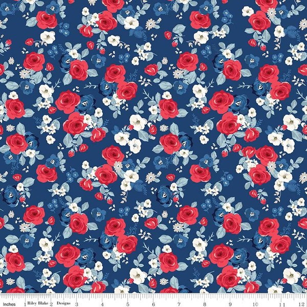 Floral - Navy
