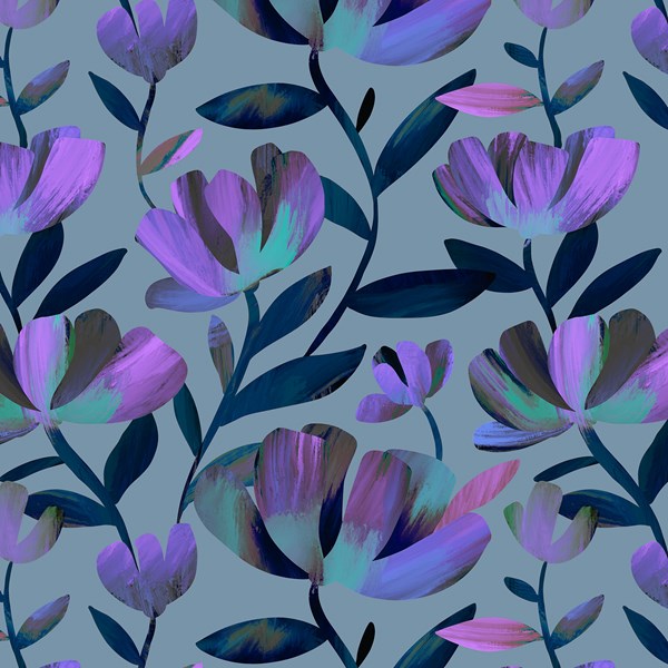 Floral Extravagance - Cool Blue Digiprint