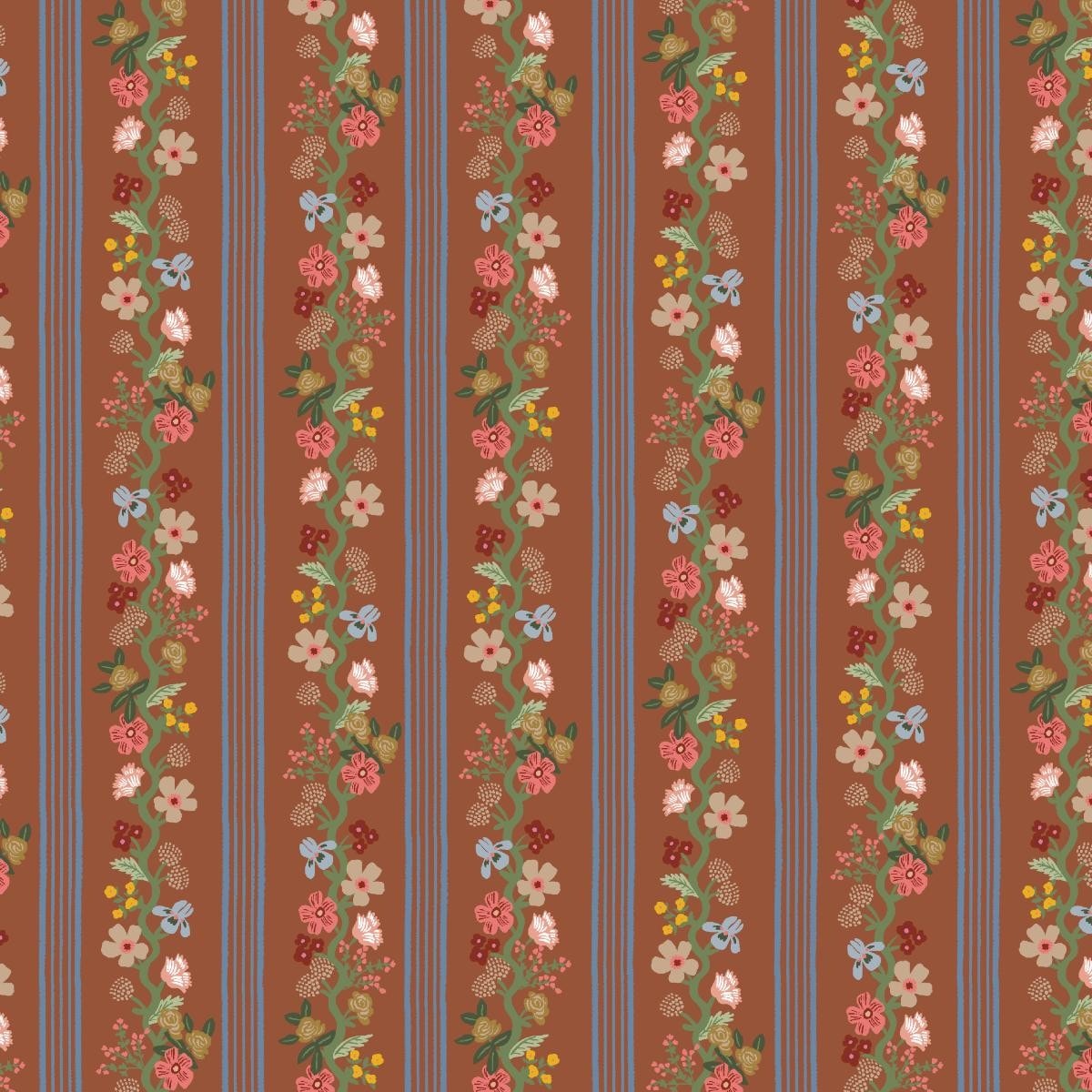 Floral Trellis Stripe - Clay