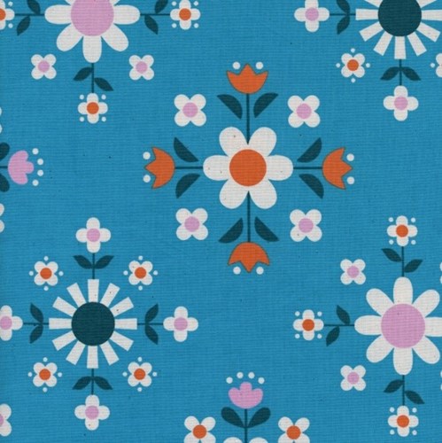 Florametry in Bright Blue UNBLEACHED COTTON