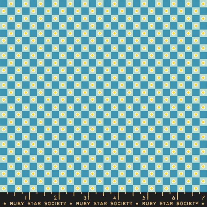 Flower Check - Vintage Blue
