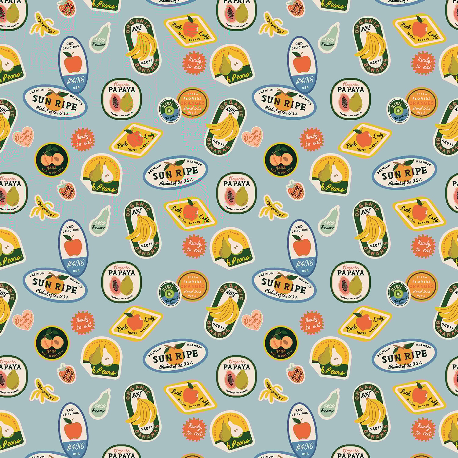Fruit Stickers - Light Blue