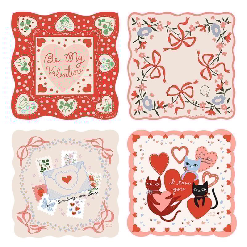 Funny Valentine Hankies Set - Set of 4