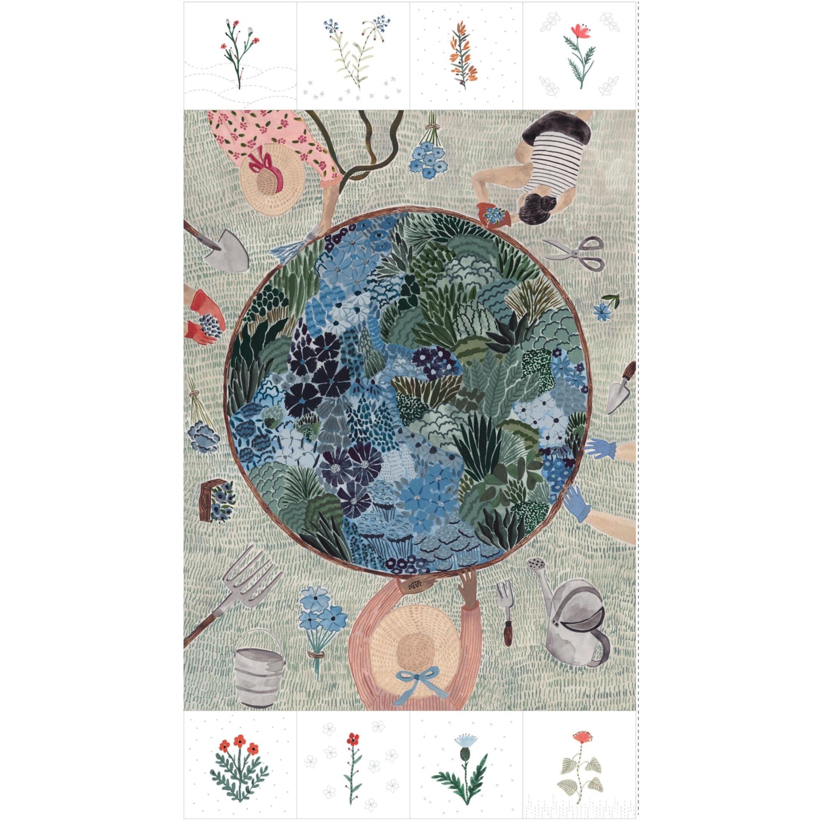 Garden Panel | Green World | 24" X 44" - Green Multi