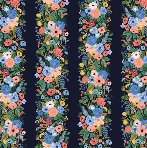 Garden Party Vines in Blue Rayon